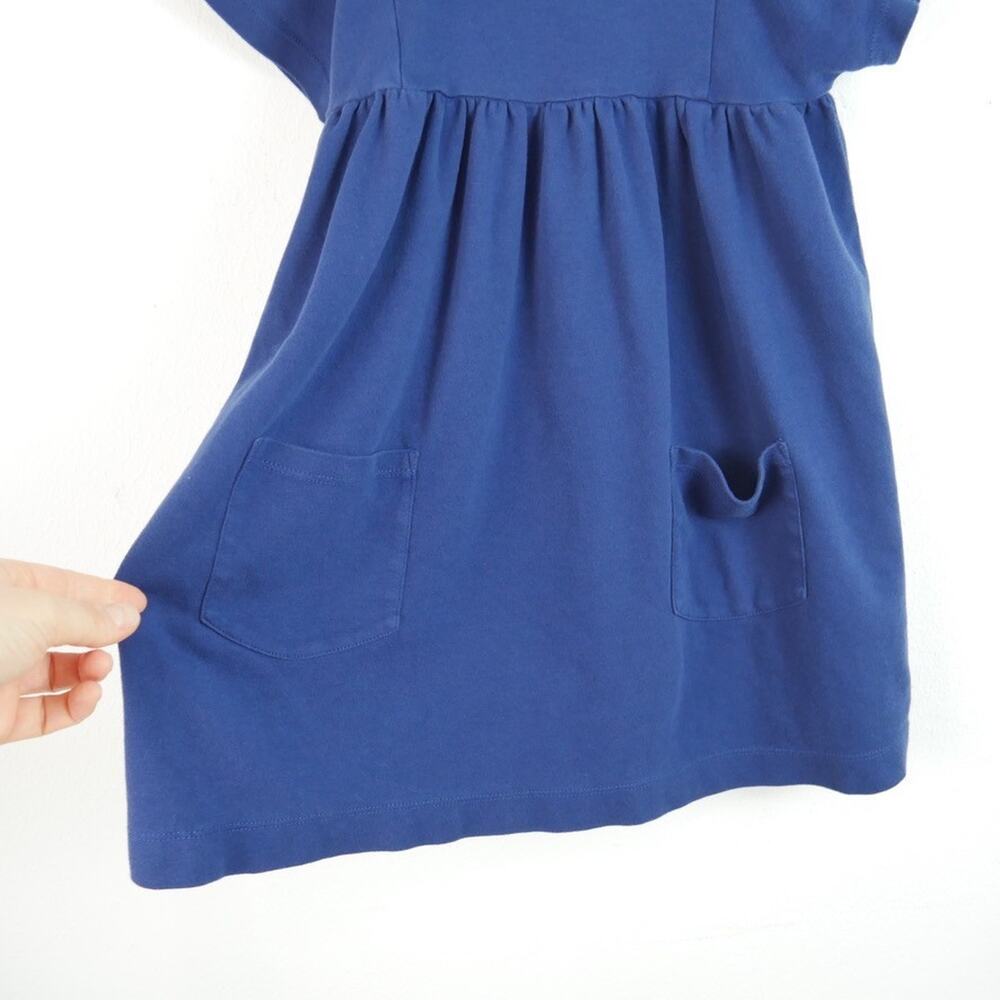 Mini Boden Girls Dress 6 7 Y Blue Cotton Short Sleeve Embroidered Collar Floral - Picture 4 of 7